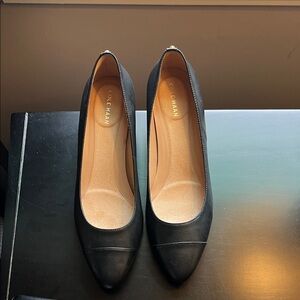 Cole Haan Black Leather Block Heels
